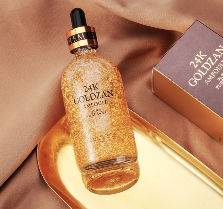 Maison De Nature 24k Goldzan Ampoule 99% Pure Gold Mini 10 ml แอมพูล ทองคำบริสุทธิ์ 24k 99.9% จากประเทศเกาหลี ช่วยเสริมสร้างคอลลาเจนยกกระชับใบหน้าให้ดูอ่อนกว่าวัย ต่อต้านริ้วรอย ลดเลื่อนรอยเหี่ยวย่น รอยตีนกา ร่องลึก ทำให้ดูเด็กลง เพิ่มความชุ่มชื้นให้กับผิว ให้เผิวฟู นิ่ม แลดูสุขภาพดี